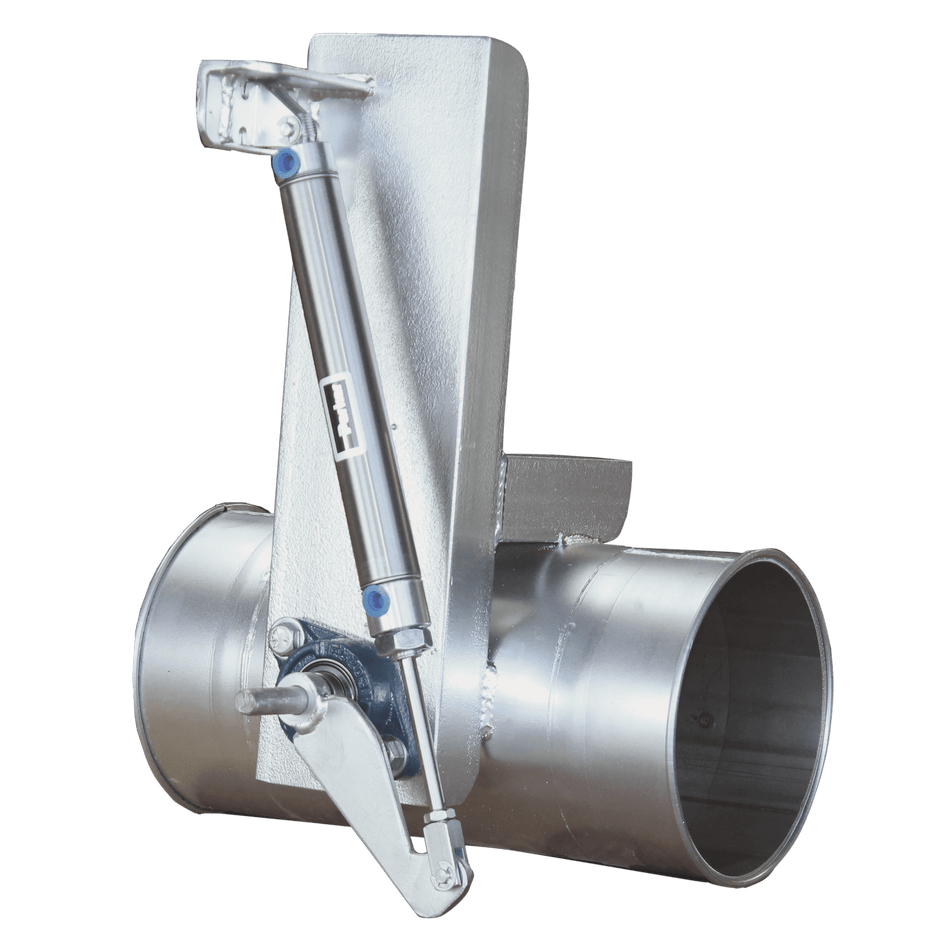 Side view of Automatic Butterfly Valve With Half Moon Stops.